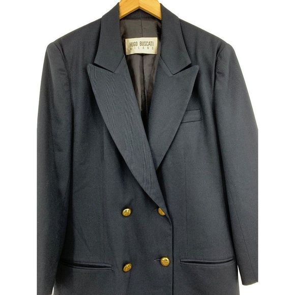 Vintage Hugo Buscati Wool Nautical Jacket Blazer Longline Women Size 12 L 2408 - Picture 16 of 16